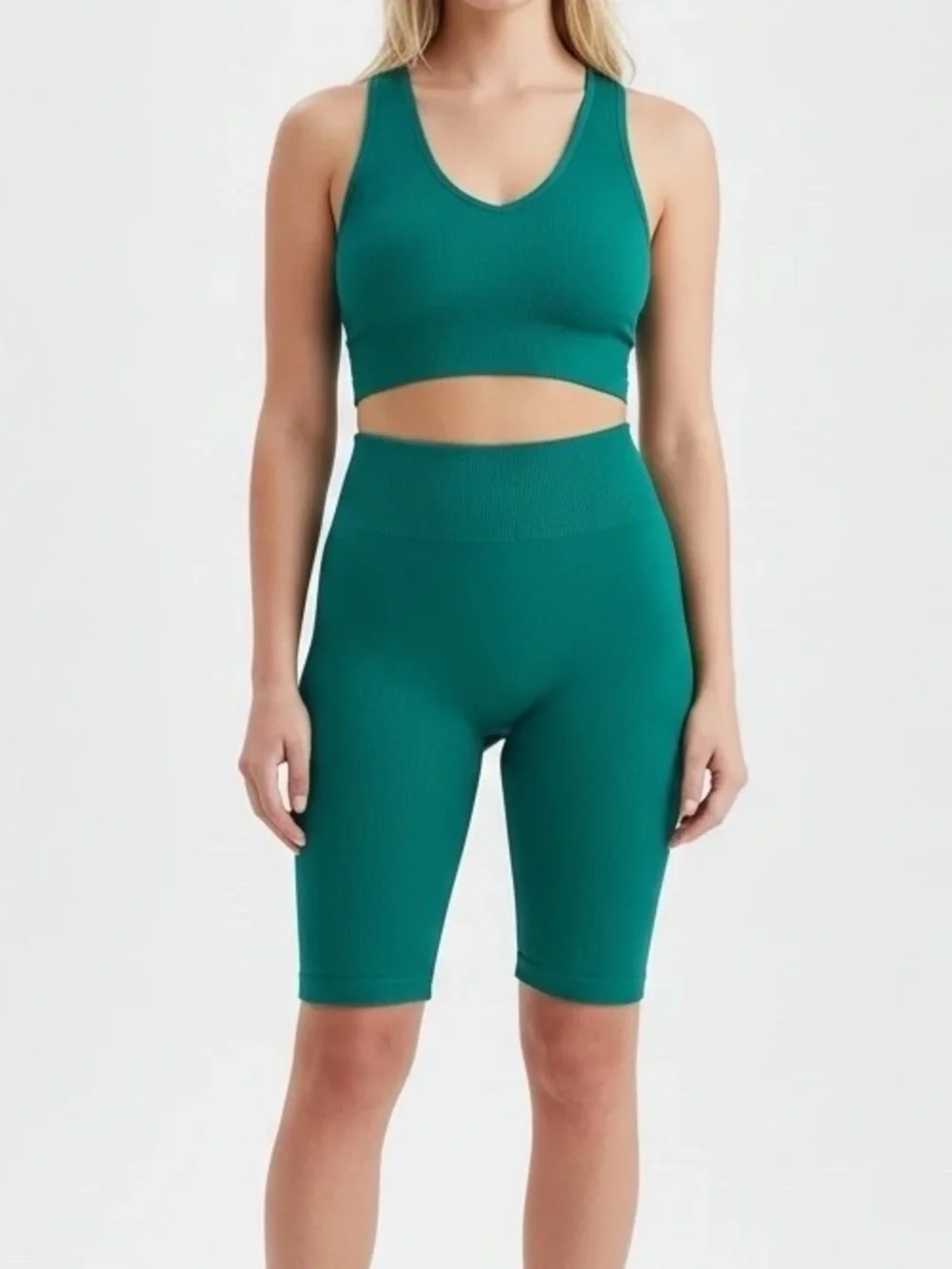 90 Degrees Green Matching Two Piece Workout Set